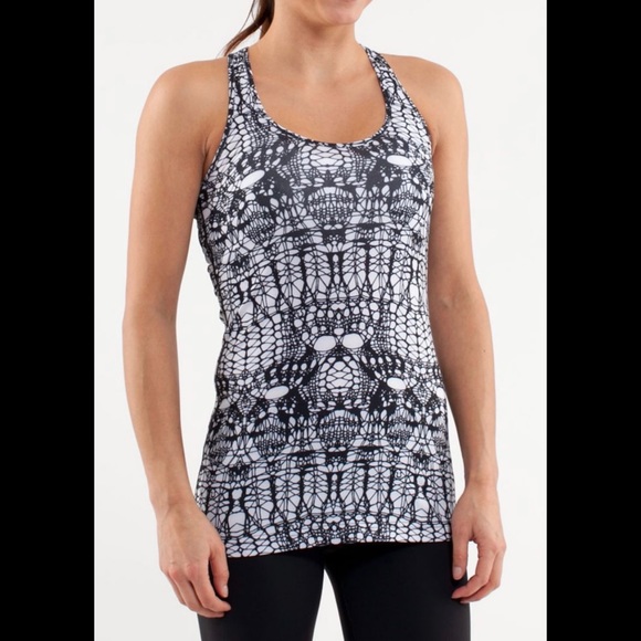 lululemon athletica Tops - Lululemon Cool Racerback Tank Black White Lace